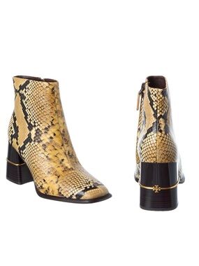 Tory Burch Natural Snake-Embossed Leather Bootie New Without Box Size 6